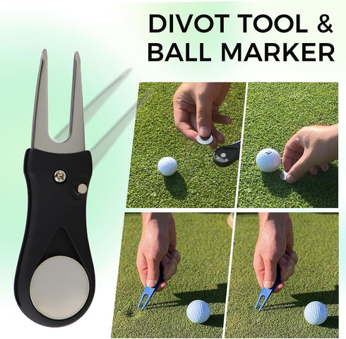 21 2 Pcs Golf Essentials Kit, Golf Club Cleaning Kit - Golf Club Brush & Golf Towel, Golf Ball Bag & Tees Holder