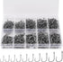 ReeMoo Premium Fishing Hooks, 500PCS/100PCS, 10 Sizes/4 Sizes Carbon Steel Fishing Hooks with Portable Plastic Box,