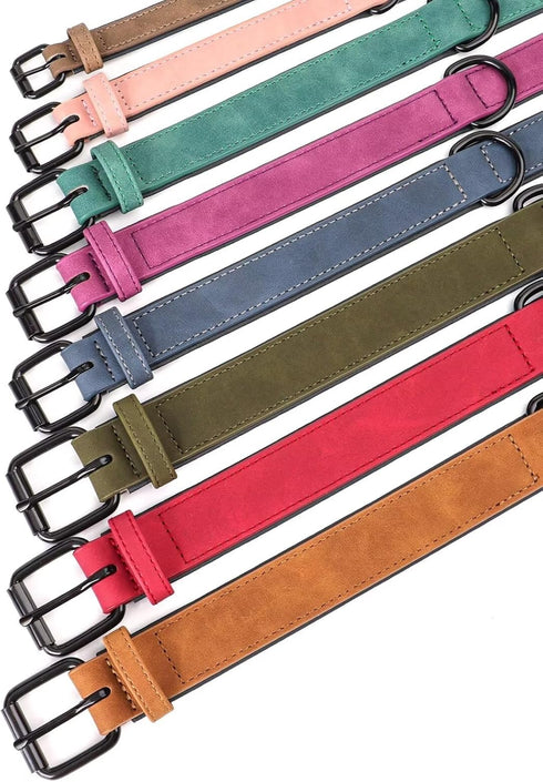 Didog Soft Padded Leather Dog Collar, Breathable Heavy Duty Leather with Adjustable Rust-Proof Metal Buckle for Small