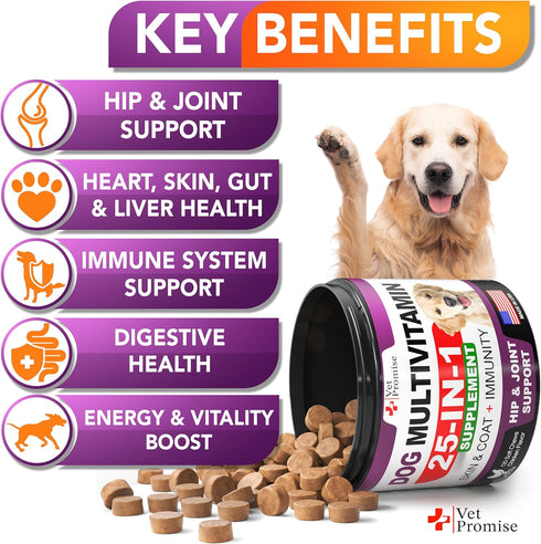 Immunity 120 Dog Multivitamin Chewable with Glucosamine - Dog Vitamins and Supplements - Senior & Puppy Multivitamin