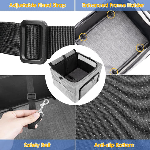 SlowTon Dog Booster Car Seat - Reinforced Safe Pet Car Seat with Waterproof Pee Pad and Portable Collapsible Carrier