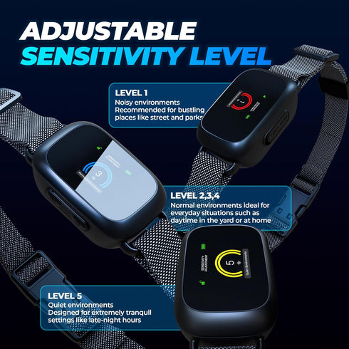 2024 Automatic Bark Collar with 5 Adjustable Sensitivity Levels - Rechargeable Waterproof for Large Medium Dogs