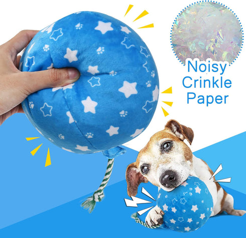 PrimePets Dog Birthday Toys, 3 Pack Plush Crinkle Squeaky Toys, Birthday Party Supplies for Small Medium Large Dogs