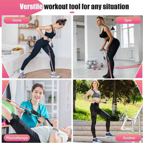 Resistance Bands with Handles for Women, 5 Level Workout Bands for Physical Therapy, Yoga, Pilates, Door Anchor