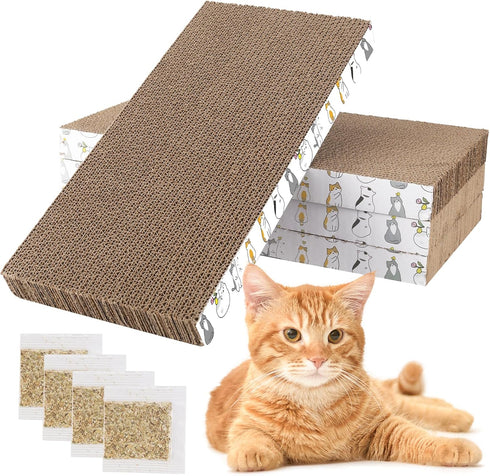 Cat Scratcher 4 PCS, Reversible Scratching Pad, Durable Scraper with Unique Texture Design