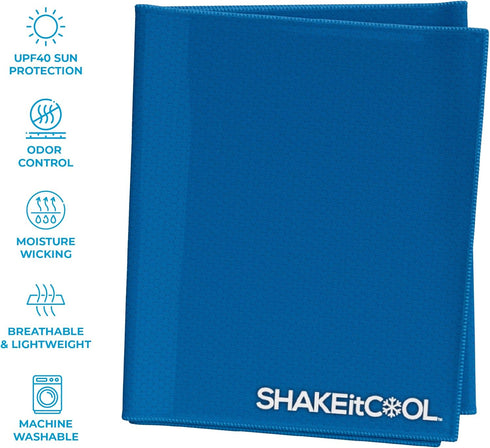 SHAKEitCOOL Extended Size Cooling Towel - Lightweight Sun Protection for Biking, Hiking, Yoga