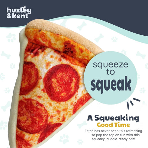 Huxley & Kent Plush Dog Toy w/Squeaker - Pup-eroni Pizza, Cute & Tough Stuffed Toy for Small & Large Dogs