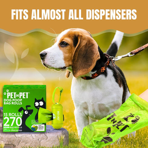 Pet N Pet Poop Bags for Dogs, 270 Counts, Unscented Green Dog Waste Bags, 38% Plant Based