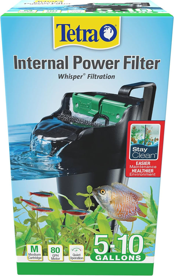 Tetra Whisper Internal Power Filter, Black, for 5 to 10 Gallon Aquariums with Air Pump