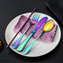 Travel Utensils Set, Reusable Camping Cutlery, Stainless Steel Flatware with Case, Knife/Fork/Spoon/Straw Included