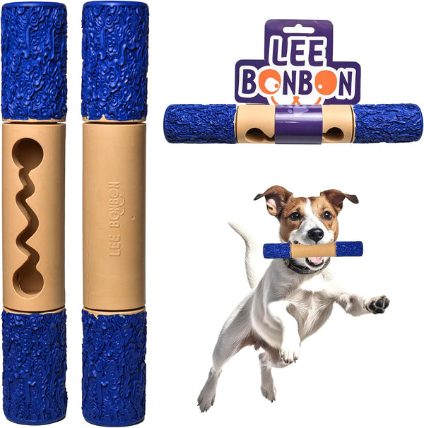 Interactive Durable Dog Chew Toys for Aggressive Small Medium Large Dogs - Indestructible Blue & Beige Stick Toy