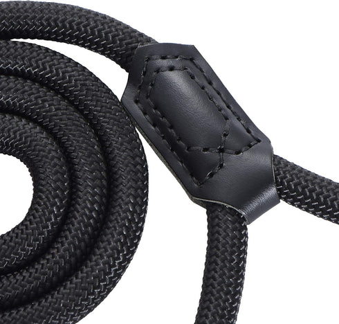 Mile High Life | Premium Leather Dog Leash | Strong Rope Leash | Leather Handle | Zinc Alloy Strong Clasp | Small Medium Large Dogs | 4/5/6 Feet(Black, 72 Inch (Pack of 1))