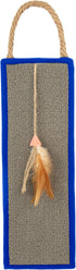 SmartyKat Clever Claws Carpet & Burlap Hanging Cat Scratch Mat, Brown/Gray with Blue Trim, One Size