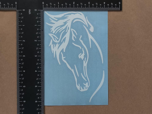 Horse Decal Pack: Large 5" Heartbeat, Galloping, Horseshoe, Detailed Horse Head (White)