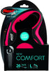 FLEXI New Comfort Retractable Dog Leash, Tape, for Dogs Up to 132lbs, 26 ft, Large, Red/Pastel