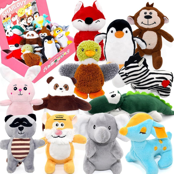 SHARLOVY Dog Squeaky Toys for Small Dogs, Stuffed Animal Chew Toy, Soft Plush Pet Toys Pack of 12 in Gift Box
