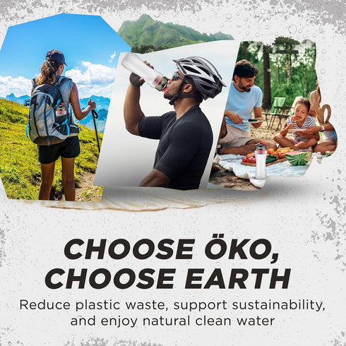 ÖKO Advanced Water Bottle with Filter, NASA Technology, 650ml, Charcoal