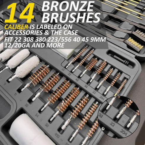 iunio Universal Gun Cleaning Kit with Mat and Case, Full Brass Jags, Rods and Adapters for All Guns
