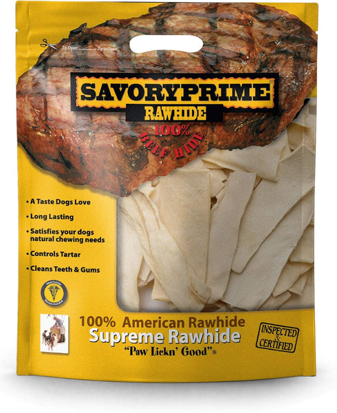 Savory Prime 100% American Beef Rawhide Chips, All-Natural Treat W/ No Preservatives, Chemicals, Or