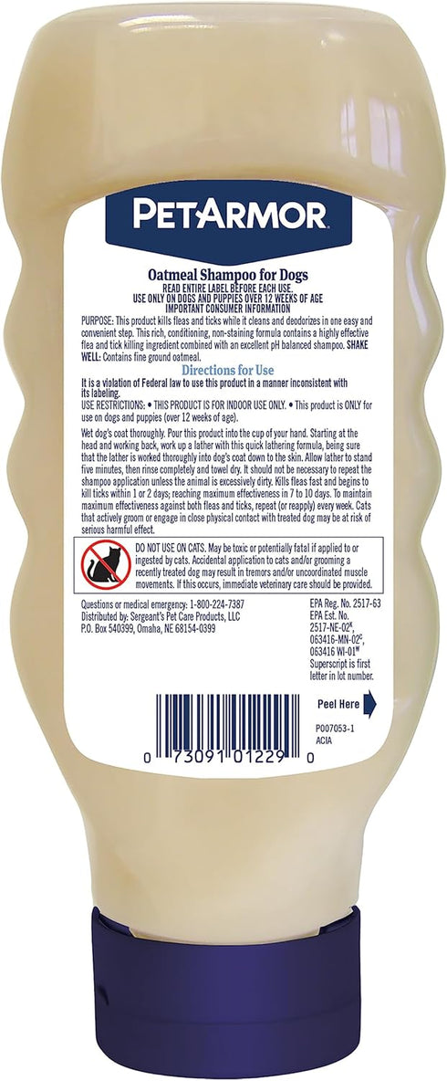 18 PetArmor Flea & Tick Protection Oatmeal Shampoo for Dogs, Hawaiian Ginger Scent, Ounce