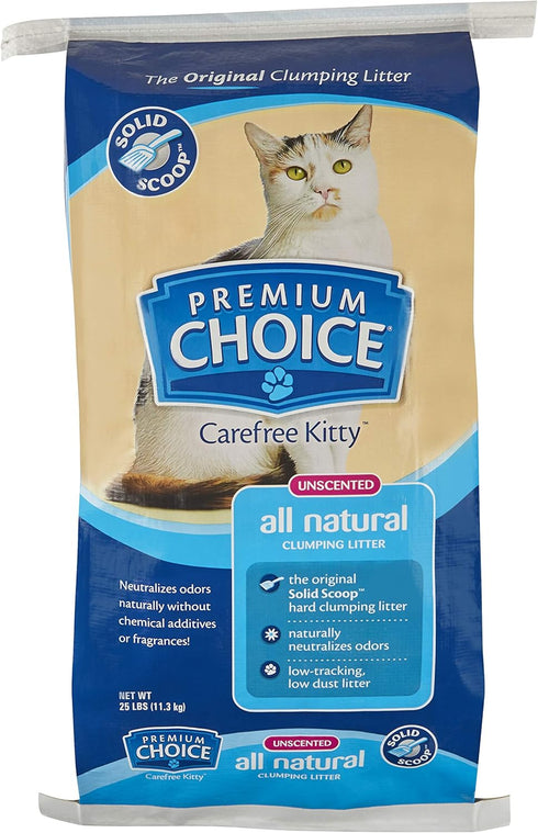 Carefree Kitty Unscented All-Natural Clumping Cat Litter, 25lb Bag (Packaging May Vary)