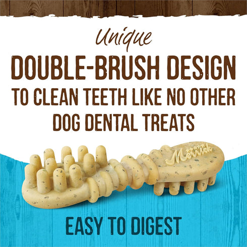 Merrick Fresh Kisses Natural Dental Chews, Toothbrush Shape Treat for Large Dogs, Infused With Real Mint, 16 ct. Box.