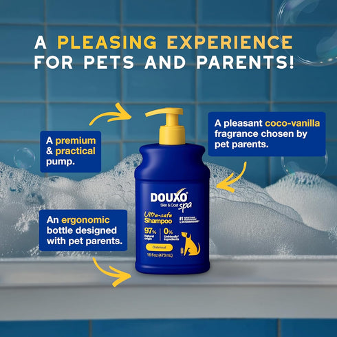 16 oz, DOUXO Skin & Coat SPA - Ultra-Safe Oatmeal Dog Shampoo, fl Cleans and Deeply Hydrates The Skin, Leaves The Coat