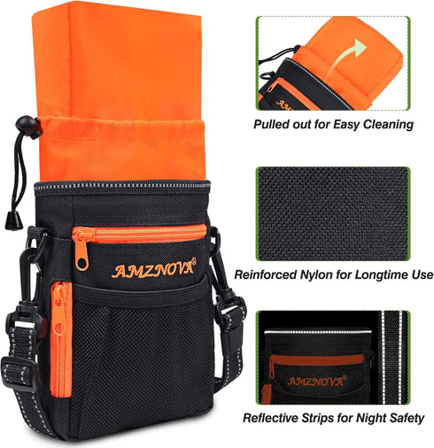 Dog Treat Bag, Large Training Pouch with Adjustable Shoulder Strap, Poop Bag Dispenser, Easy to Carry