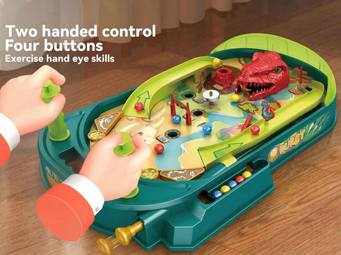 3-14 Dinosaur Pinball Machine for Kids - DIY Tabletop Arcade Game with Scoring, Multi-Track Dynamic Play, Prehistoric