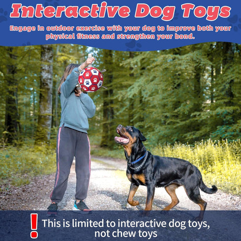 Dog Balls, Interactive Tug of War Toys, Soccer Ball with 9 Nylon Straps for Indoor Outdoor Play, Gift for Small Medium