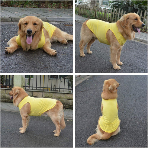 2018 Pet Clothes Dog Clothing - Classic Blank T-shirt Tanks Top Vests for Small, Medium, Large Dogs (XXXXL, Yellow)