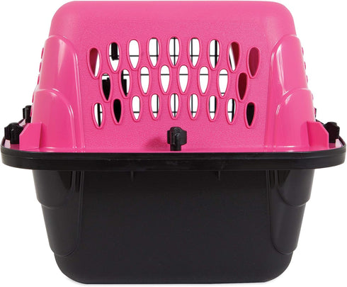 Petmate Two Door Pet Kennel, Pink/Black, 19" Long, for Pets up to 15 Pounds, Made in USA