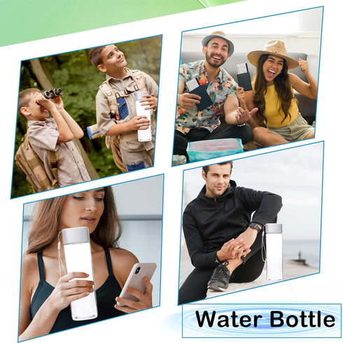 Faytark 16 17 oz Set 2) Pcs Plastic Water Bottle Bulk Leak-Proof Portable Square Drink Water Bottles with Handle Strap