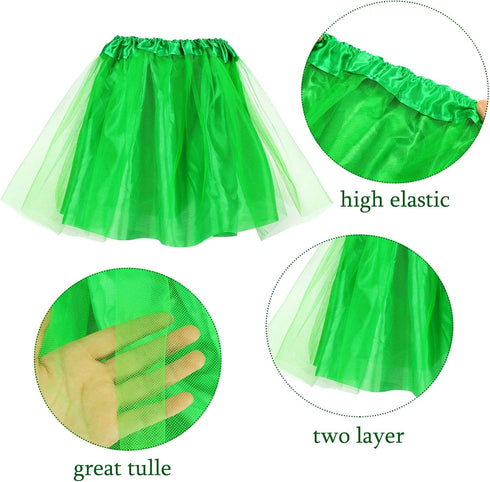 Weewooday 3 Pieces St. Patrick's Day Dog Costume, Mardi Gras Girl Dog Tutu Skirt and Bowtie Headband for Small Puppy