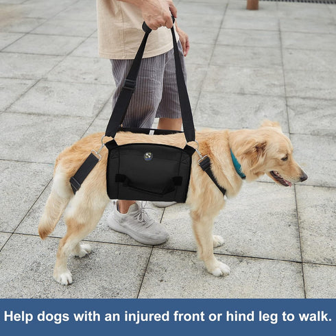 Emergency Dog Carry Sling, Pet Legs Support & Rehabilitation Harness for Senior Dogs with Joint Injuries (M, Black)