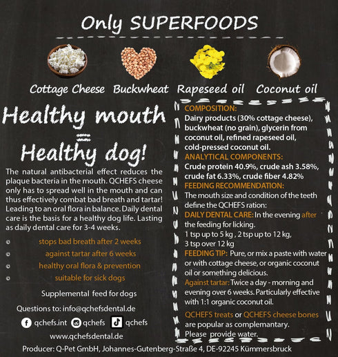 QCHEFS Dental Flakes for Dogs – One Month Supply - Food Topper, Oral Health Snack with Amino Acids