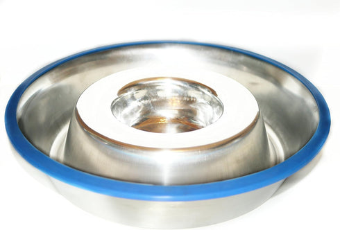 Mr. Peanut's Large Interactive Slow Feed Dog Bowl with Blue Base, Fun Healthy Bloat Stop Feeder