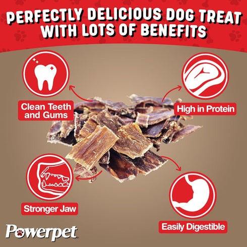 100% 8oz Powerpet Taffy Bites - Low Fat Premium Beef Jerky Treat, Natural Beef Esophagus Dog Chew, Highly Digestible