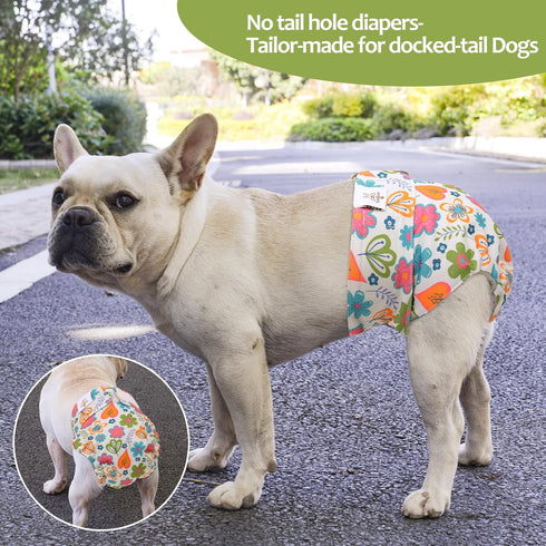 CuteBone Washable Dog Diapers, Female 3 Pack Puppy Training Pants for Docked-Tail Dogs WWD19L