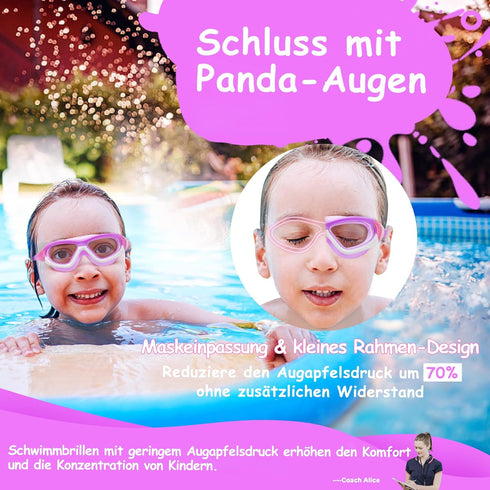 Vvinca Kids Swim Goggles for Ages 3-12, Upgraded Design with Ear & Nose Plug, Anti-Fog No Leak