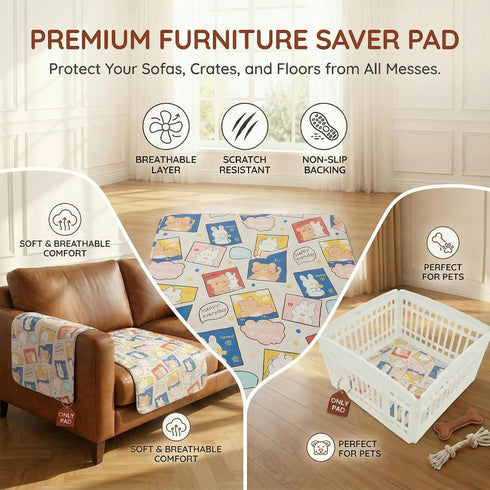 36"x36" 3-Layer PJYuCien Non-Slip Pet Playpen Mat with Comfort, Reusable and Washable Training Crate Pad, Travel Mat