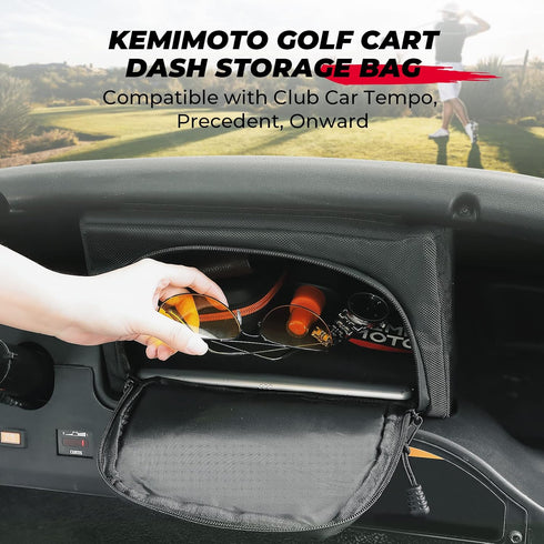 KEMIMOTO Golf Cart Dash Storage Bag - Compatible with Club Car Precedent, Waterproof, No Drilling