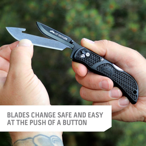 OUTDOOR EDGE 3.0" Onyx EDC Replaceable Blade Folding Pocket Knife with Dual Thumb Opener
