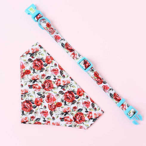 Mile High Life Girl Dog Collars - Cute Bandana Collar, Soft Poly Cotton Fabric for Small Dogs, Flower & Fruit Pattern