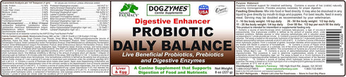 Dogzymes Probiotic Daily Balance, 8 Ounce Nutritional Support for Intestinal Well-Being
