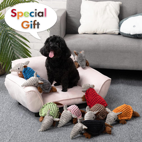 Hollypet Plush Squeaky Dog Toys, Big Armadillo Chew Toy for Small Medium Large Dogs, Black