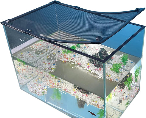 Magnetic Fish Tank Cover Net, Size 39''X19'', High Transparency, Anti Jump Net Cover (Grey)