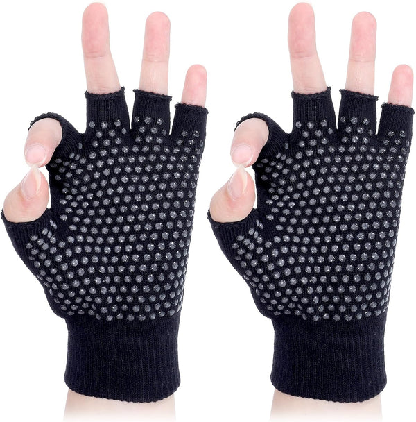 Jxiwfvl Fingerless Workout Pilates Gloves for Men and Women, Non-Slip Grip Fitness Gym