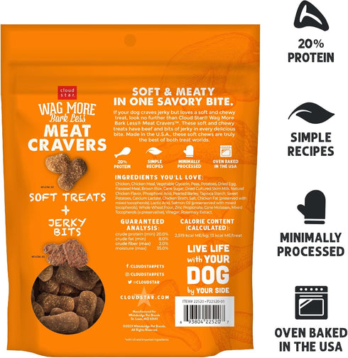 Cloud Star Wag More Bark Less Meat Cravers Soft Chews Dog Treats, Chicken 5 oz. Bag