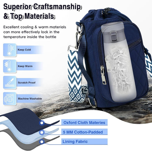 AGLOD Crossbody Water Bottle Holder Bag - Ideal for Hiking, Cycling & Walking